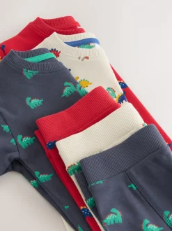 Blauw/Rood/Crème - Verpakking van 3 knusse pyjama's (9 mnd-10 jr)
