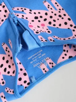 Blauw/roze met karakteristieke dierenprint - 3 Pack Baby-pyjama's met tweewegrits (0mnd -2jr)