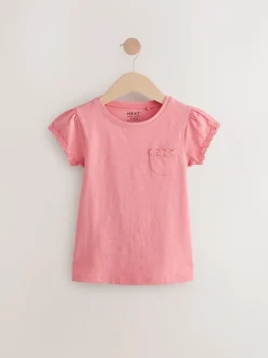 Blauw/roze/wit - Verpakking van 3 T-shirts met madeliefjesrand (1,5 - 16 jr)