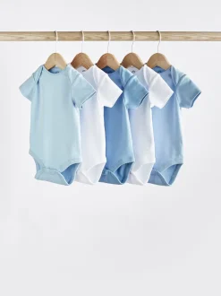 Blauw/wit - Effen babyrompertjes