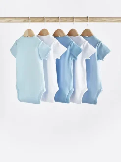 Blauw/wit - Effen babyrompertjes