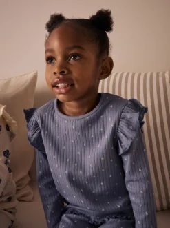 Blauw/wit - Knusse geribbelde pyjama's 3 verpakking (9mnd-12jr)