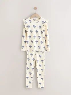 Blauw/wit - Knusse geribbelde pyjama's 3 verpakking (9mnd-12jr)