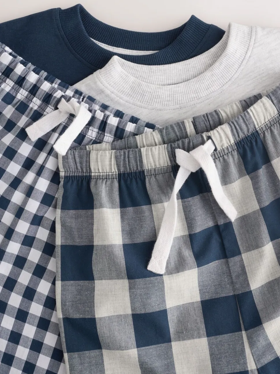 Blauw/wit - Korte mouwen lange pyjama's 2 verpakking (9mnd-12jr)