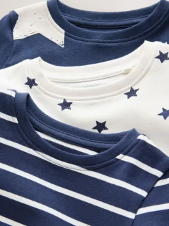 Blauw/wit - Slim Snuggle Fit Pyjamas 3 Pack (9mths-10yrs)