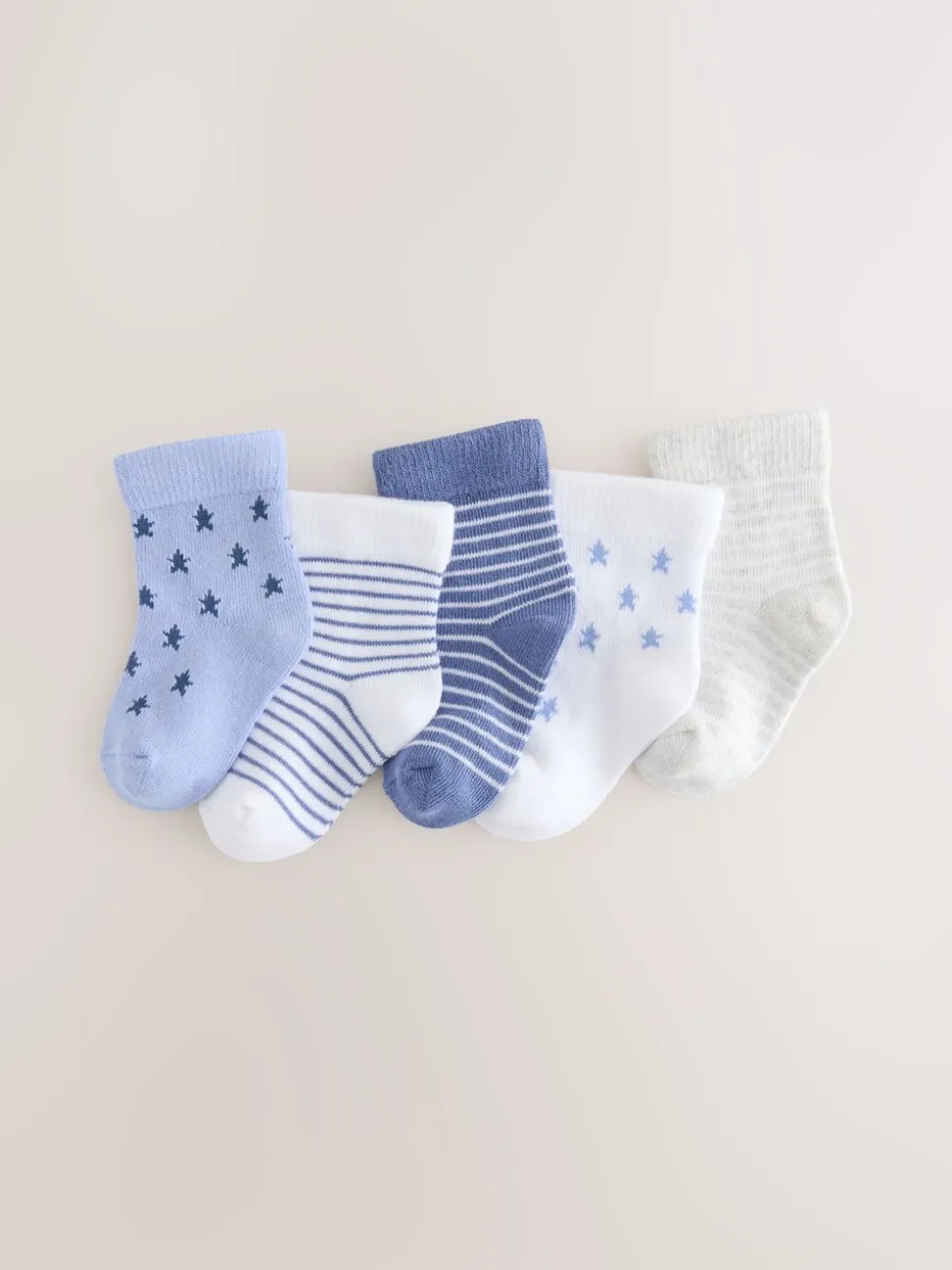 Blauw/wit - Verpakking van 5 paar babysokken (0 mnd-2 jr)
