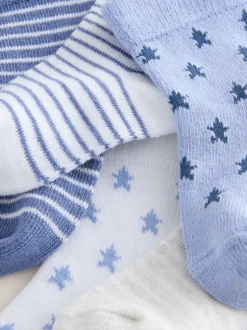 Blauw/wit - Verpakking van 5 paar babysokken (0 mnd-2 jr)