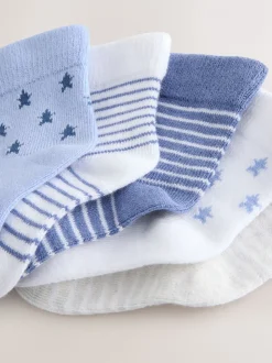Blauw/wit - Verpakking van 5 paar babysokken (0 mnd-2 jr)