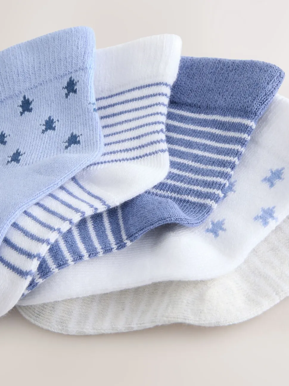 Blauw/wit - Verpakking van 5 paar babysokken (0 mnd-2 jr)