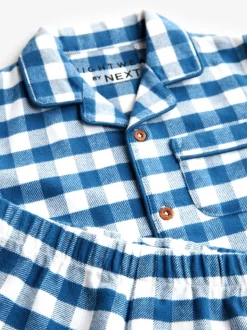 Blauw-wit geruit - Pyjama met knopen (9 mnd - 10 jr)