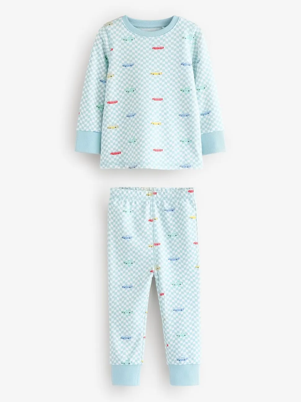 Blauw/wit met auto's - Verpakking van 3 knusse pyjama's