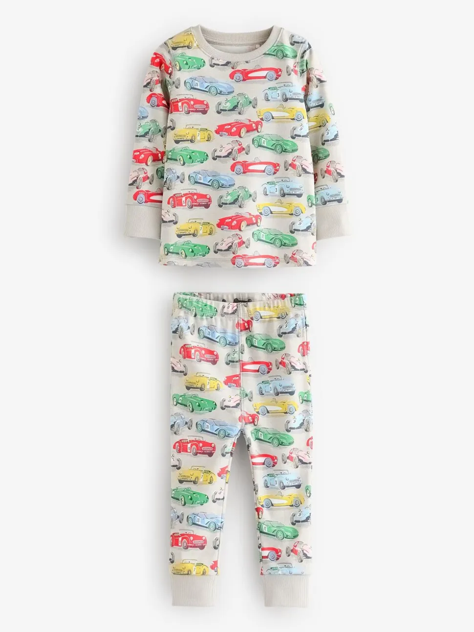 Blauw/wit met auto's - Verpakking van 3 knusse pyjama's