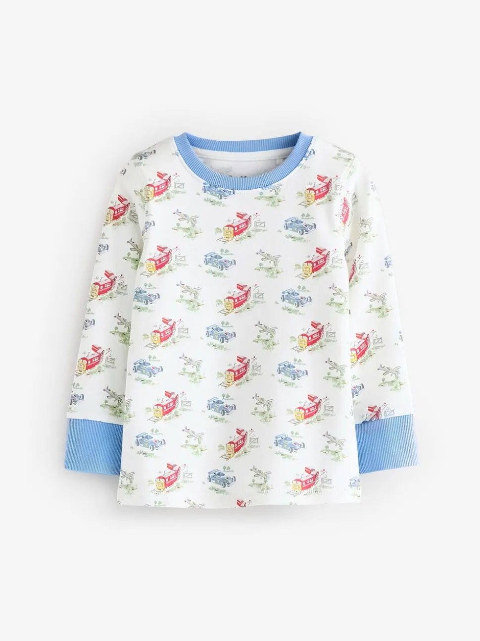 Blauw/wit met auto's - Verpakking van 3 knusse pyjama's