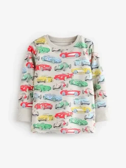 Blauw/wit met auto's - Verpakking van 3 knusse pyjama's
