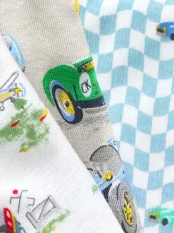 Blauw/wit met auto's - Verpakking van 3 knusse pyjama's
