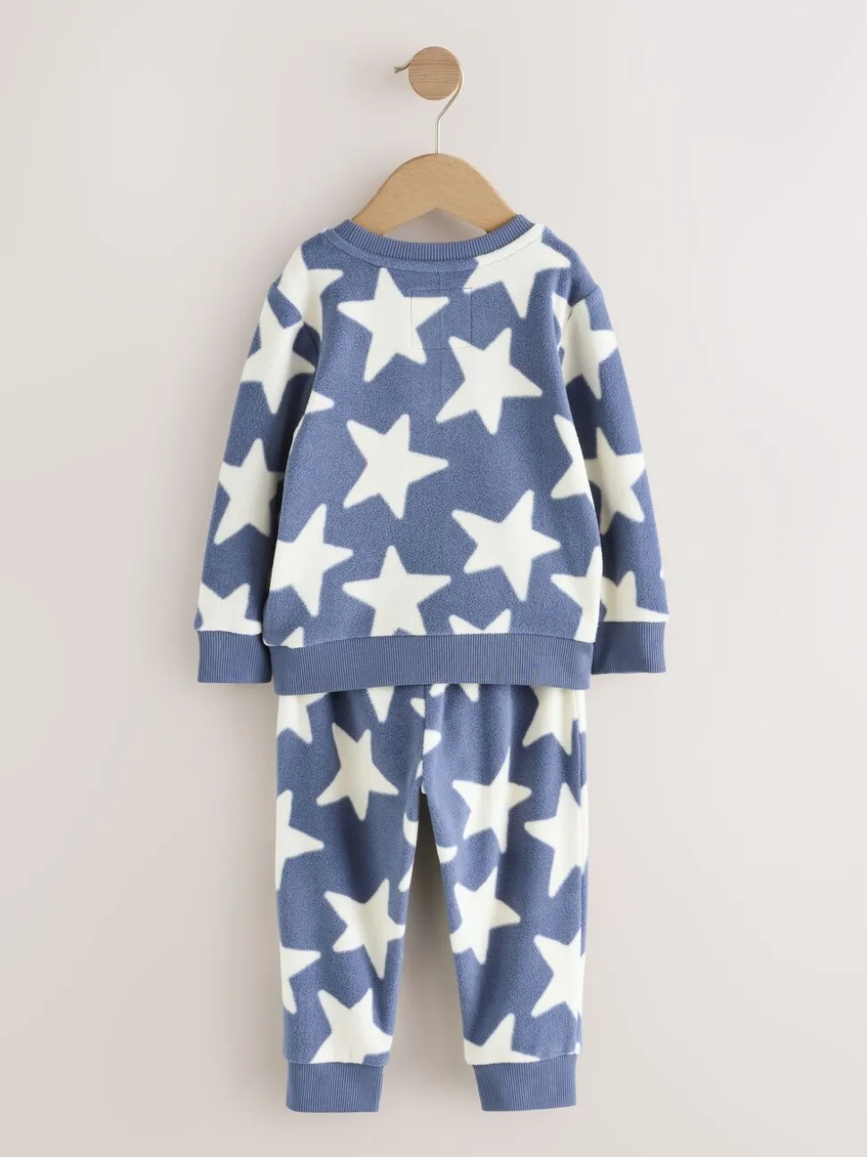Blauw/wit met sterren - Behaaglijke korte fleecepyjama (9 mnd - 12 jr)