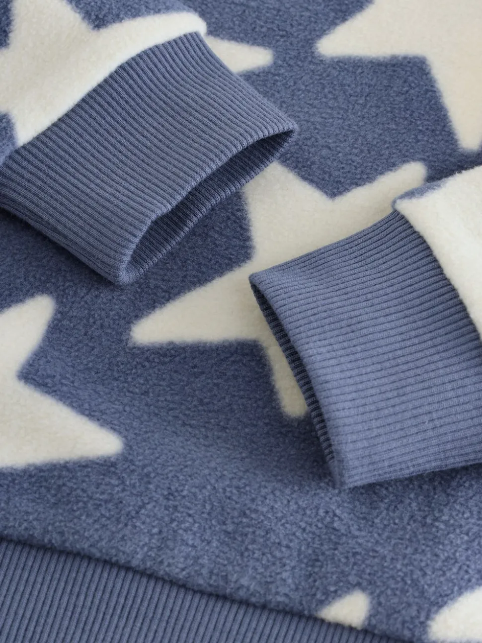 Blauw/wit met sterren - Behaaglijke korte fleecepyjama (9 mnd - 12 jr)