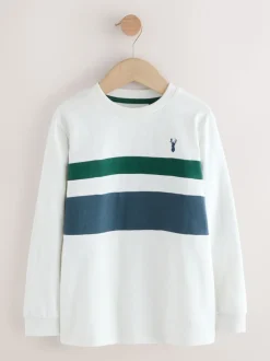 Blauw/wit/groen - Kleurblok T-shirts met lange mouwen 3 verpakking (3-16jr)