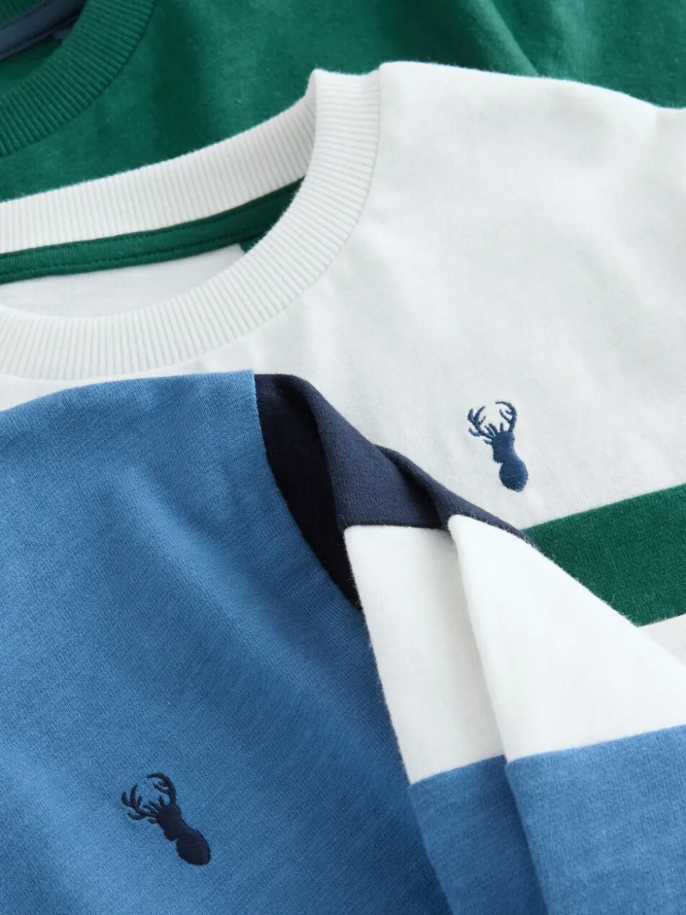 Blauw/wit/groen - Kleurblok T-shirts met lange mouwen 3 verpakking (3-16jr)