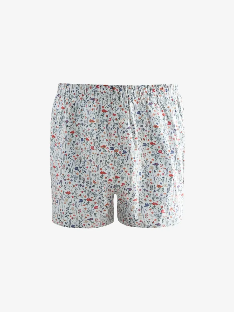 Blauw/wit/groen met bloemenprint - Verpakking van 4 - Geweven boxershorts van puur katoen