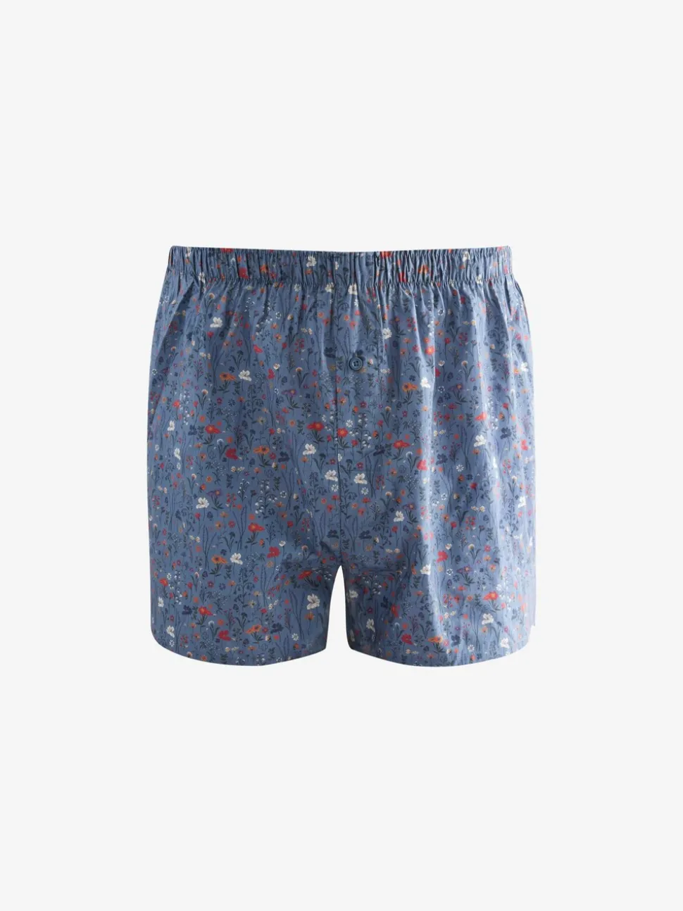 Blauw/wit/groen met bloemenprint - Verpakking van 4 - Geweven boxershorts van puur katoen