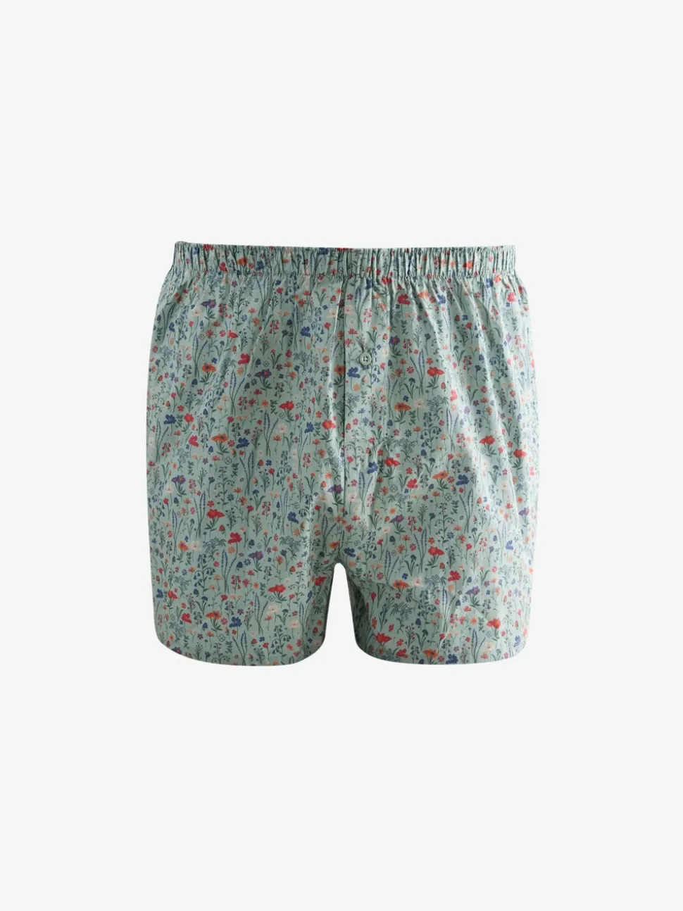 Blauw/wit/groen met bloemenprint - Verpakking van 4 - Geweven boxershorts van puur katoen