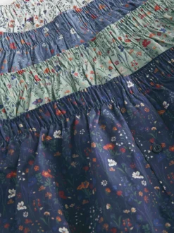 Blauw/wit/groen met bloemenprint - Verpakking van 4 - Geweven boxershorts van puur katoen