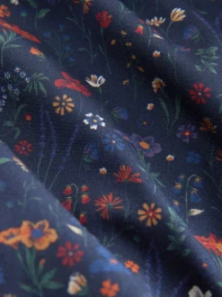Blauw/wit/groen met bloemenprint - Verpakking van 4 - Geweven boxershorts van puur katoen