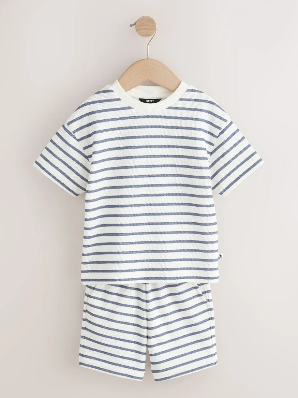 Blauw/witte streep - Short Sleeve T-Shirt and Shorts Set 2 Pack (3mths-7yrs)