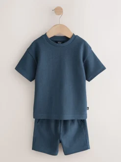 Blauw/witte streep - Short Sleeve T-Shirt and Shorts Set 2 Pack (3mths-7yrs)