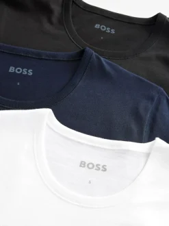 Blauw/wit/zwart - BOSS - 3 Klassieke T-shirts met ronde hals