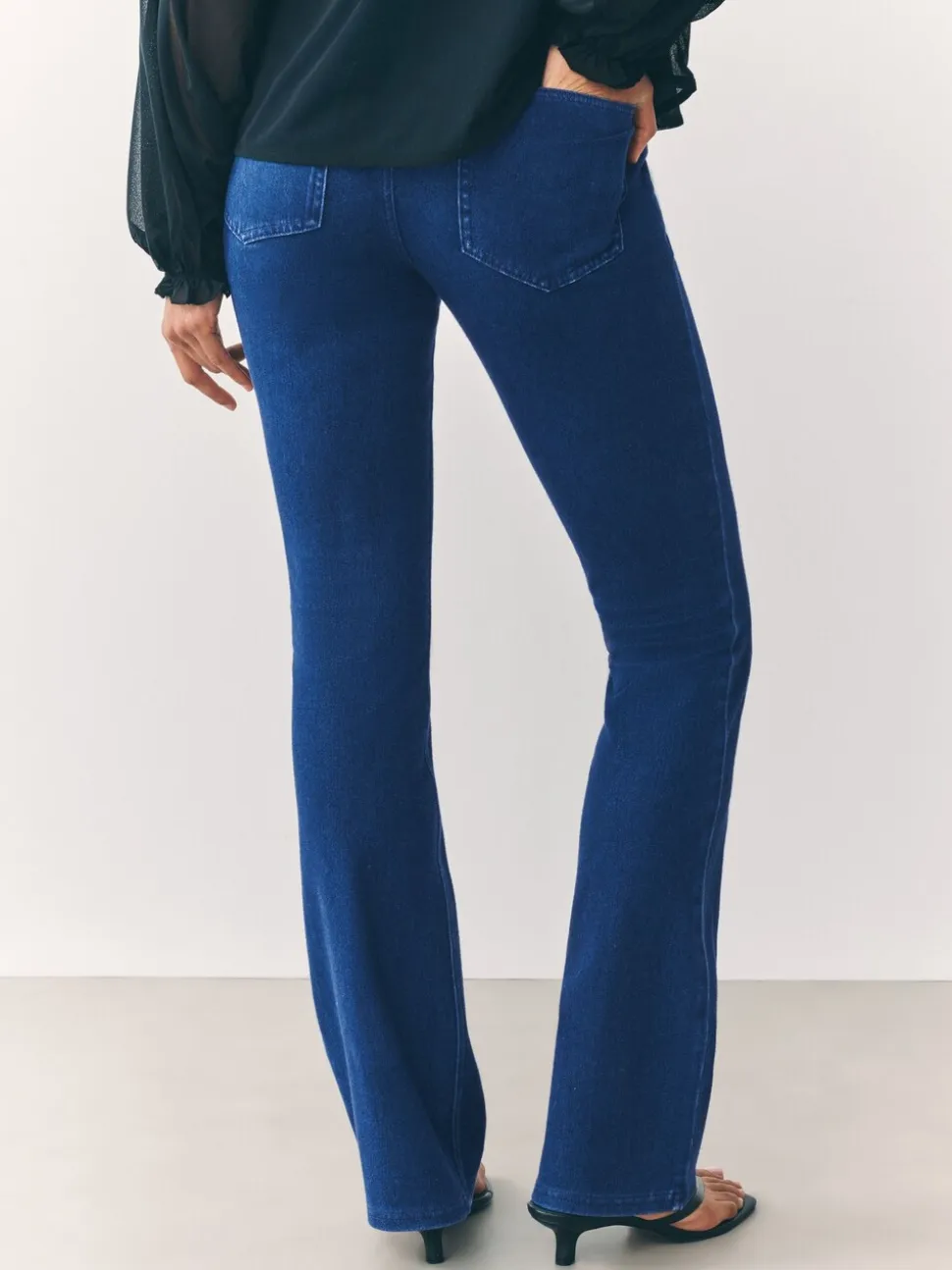 Blauw/Zwart - Set van 2 lange jersey denim bootcut leggings