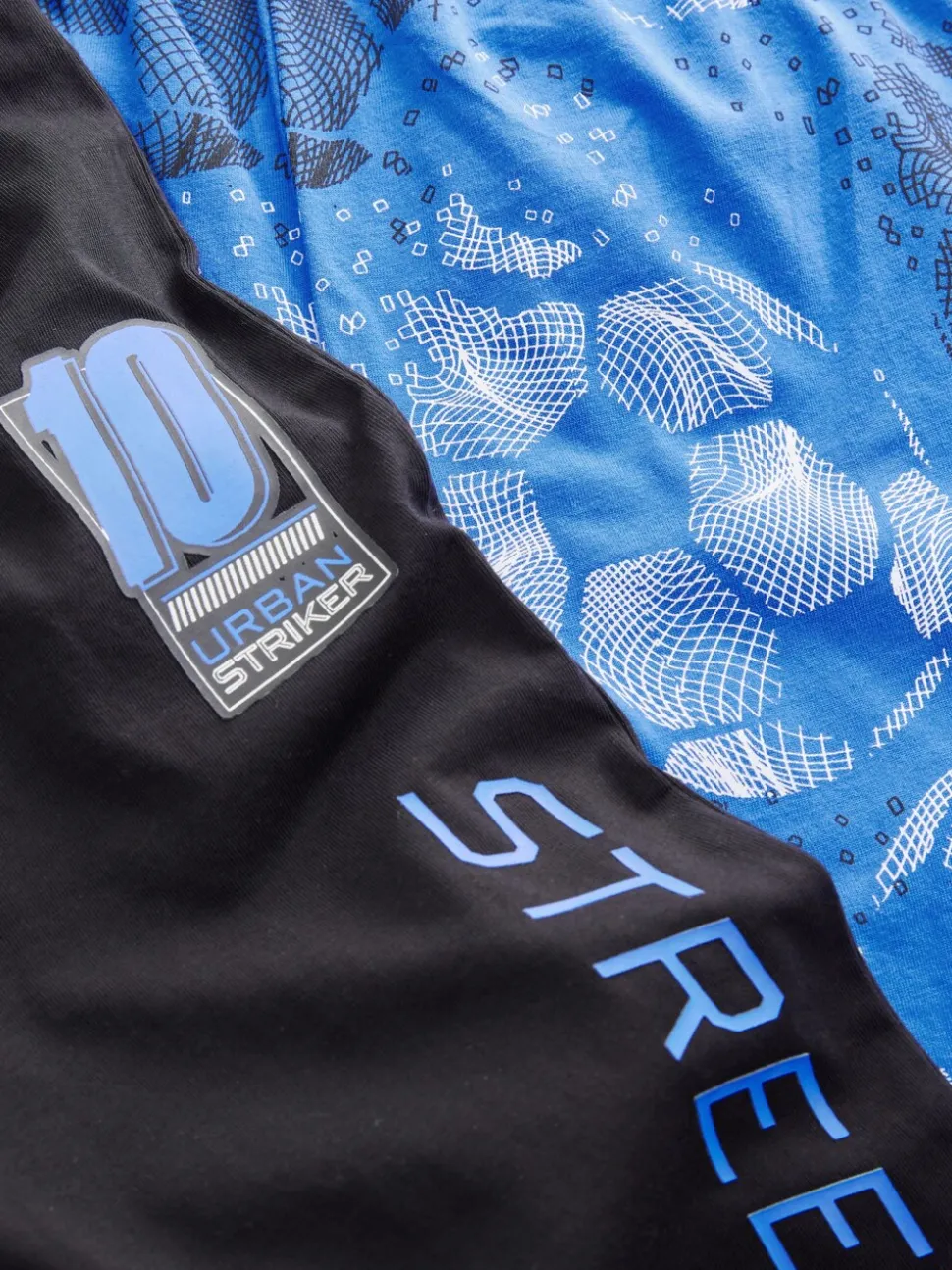 Blauw/zwart met voetbal - Verpakking van 2 pyjama's met lange mouwen (3-16 jr)