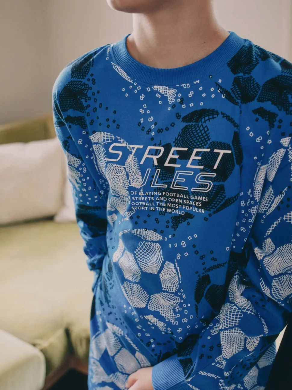 Blauw/zwart met voetbal - Verpakking van 2 pyjama's met lange mouwen (3-16 jr)