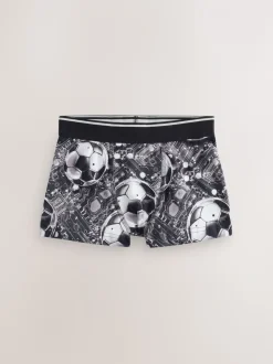 Blauw/zwart met voetbalprint - Verpakking van 5 boxers (2-16jr)