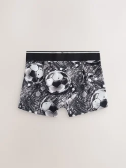 Blauw/zwart met voetbalprint - Verpakking van 5 boxers (2-16jr)