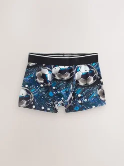 Blauw/zwart met voetbalprint - Verpakking van 5 boxers (2-16jr)