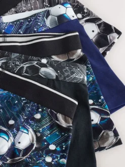 Blauw/zwart met voetbalprint - Verpakking van 5 boxers (2-16jr)