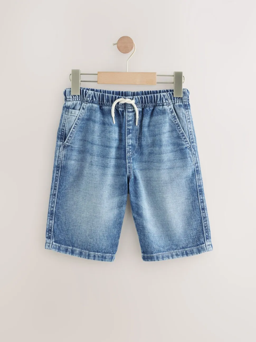 Bleek/middenblauw - Bermuda denim shorts met elastische taille verpakking van 2 (3 - 16 jr)