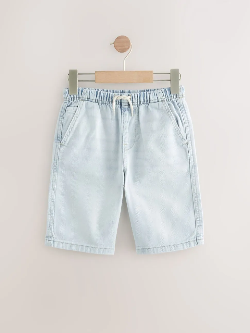 Bleek/middenblauw - Bermuda denim shorts met elastische taille verpakking van 2 (3 - 16 jr)