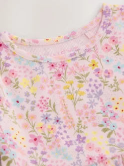 Bloemenmotief - Geribde jersey jurk (3 mnd-7 jr)
