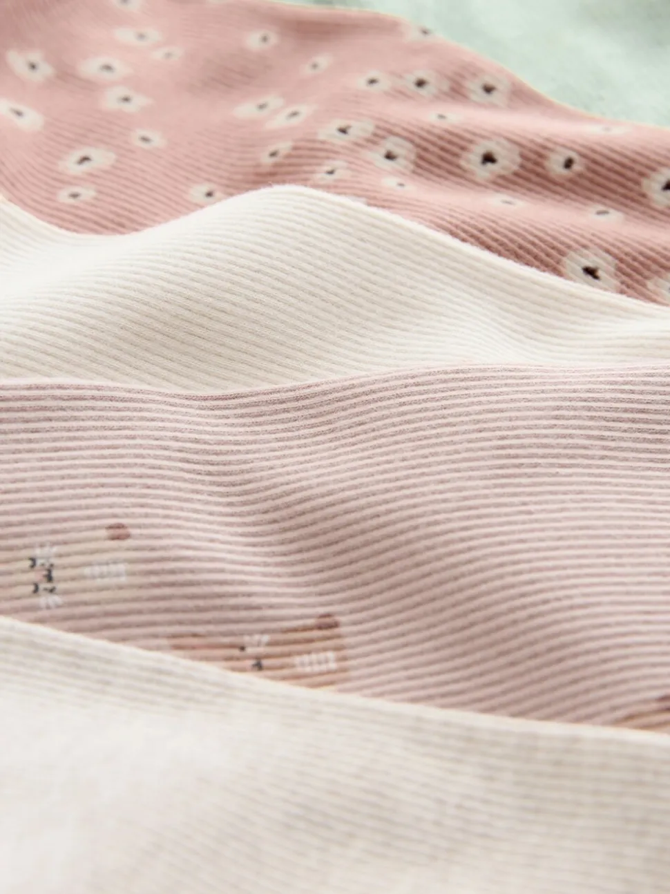 Bloemenmotief - Verpakking van 5 geribbelde Leggings (3mnd -7jr)