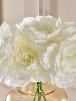 Blousy Artificial Peonies In Gold Glass Vase