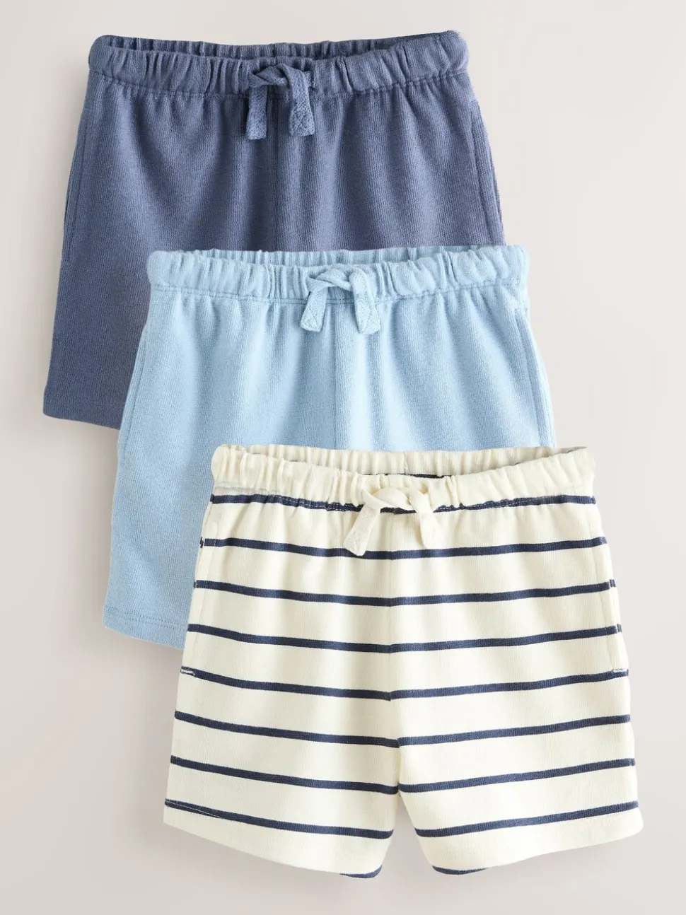 Blue And Striped - Set van 3 shorts met textuur (3mnd-7jr)