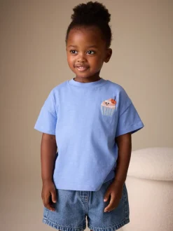 Blue Cupcake - Short Sleeve Embroidered T-Shirt (3mths-7yrs)