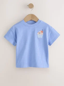 Blue Cupcake - Short Sleeve Embroidered T-Shirt (3mths-7yrs)