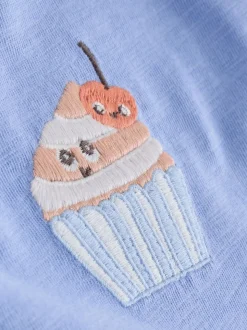 Blue Cupcake - Short Sleeve Embroidered T-Shirt (3mths-7yrs)