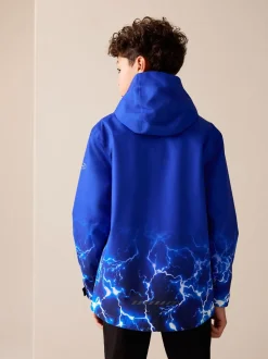Blue Lightning Print - Waterdichte jas met fleece voering en capuchon (3-17jr)