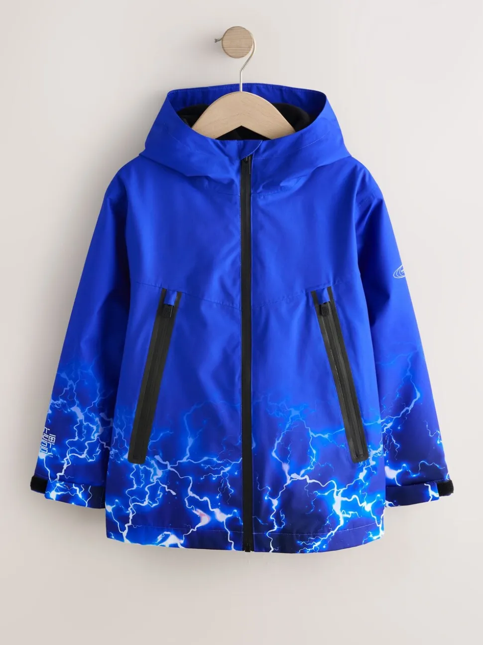 Blue Lightning Print - Waterdichte jas met fleece voering en capuchon (3-17jr)