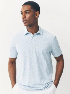 Blue marineblauw met geometrisch motief - Set van 3 jersey poloshirts met korte mouwen